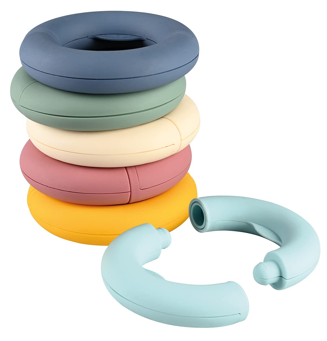 Smoby- Tubo de Aros Little Smoby, Juguete Apilable Encajable Primera infancia, 12 piezas, Niños Niñas A partir de 12 meses (7600140307