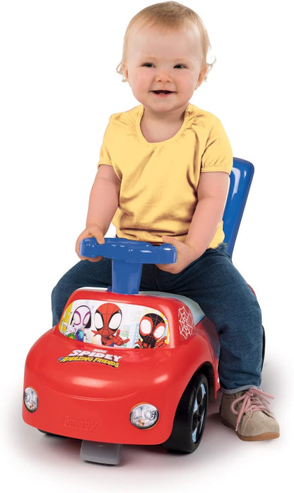 Smoby - Spidey Andador y Correpasillos- Todo en Uno, Sistema Antivuelco, Área de Almacenamiento Bajo el Asiento, para Niños a Partir de 10 Meses (7600720508