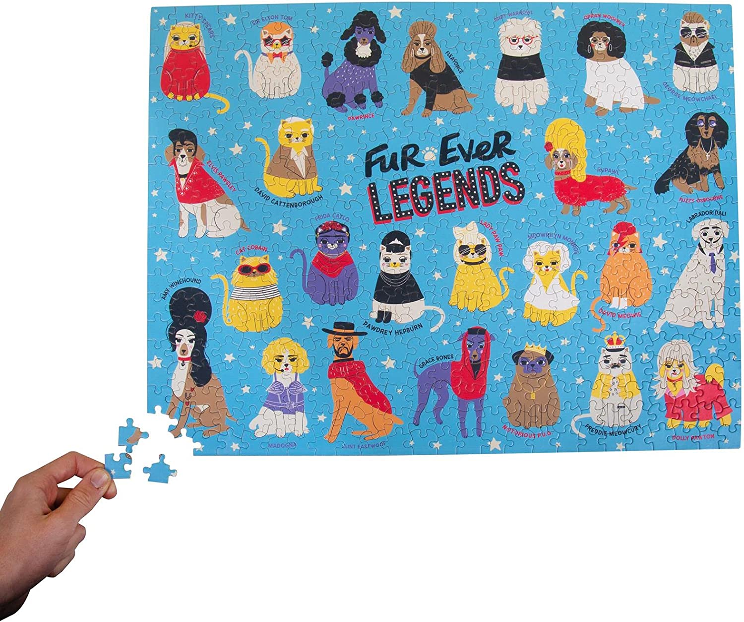 Fur-ever Legends Puzzle. Celebrity Cats & Dogs Themed 500-Piece Jigsaw Puzzle.