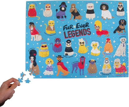 Fur-ever Legends Puzzle. Celebrity Cats & Dogs Themed 500-Piece Jigsaw Puzzle.
