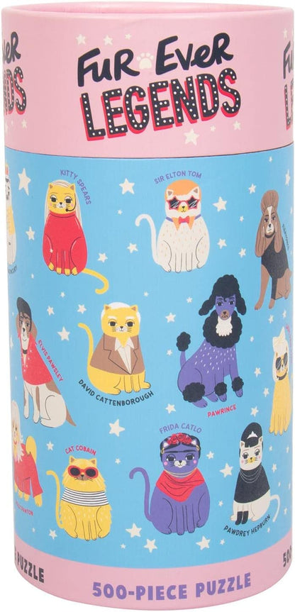 Fur-ever Legends Puzzle. Celebrity Cats & Dogs Themed 500-Piece Jigsaw Puzzle.