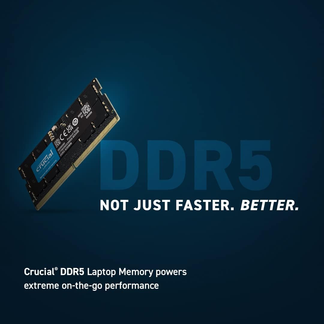 Crucial RAM 32GB Kit (2x16GB) DDR5 5600MHz (or 5200MHz or 4800MHz) Laptop Memory CT2K16G56C46S5