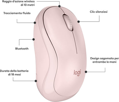 Logitech M240 Silent Bluetooth Mouse, Wireless, Compact, Portable, Smooth Tracking, 18-Month Battery, for Windows, macOS, ChromeOS, Compatible with PC, Mac, Laptop, Tablets