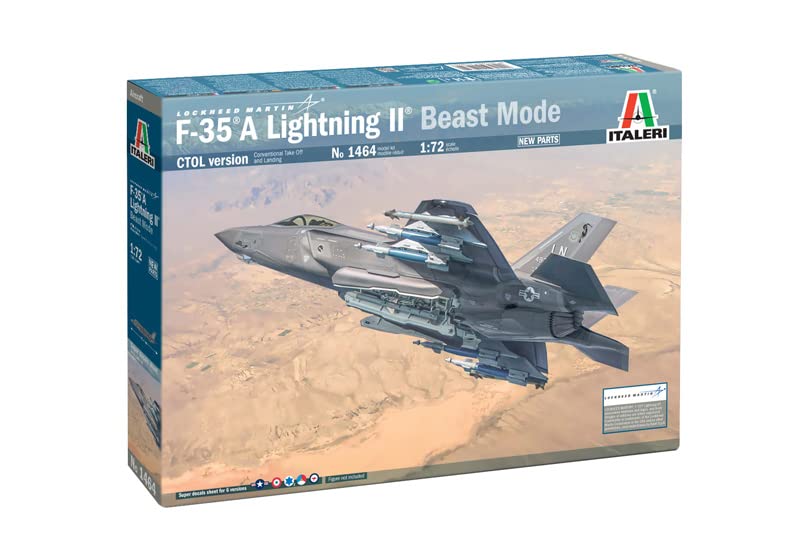 Italeri 1464 F-35A Lightning II CTOL Version(Beast Mode), 1:72 Scale, Model Kit, Plastic Model Kit, Model Making, IT1464