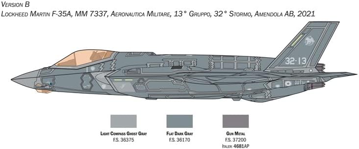 Italeri 1464 F-35A Lightning II CTOL Version(Beast Mode), 1:72 Scale, Model Kit, Plastic Model Kit, Model Making, IT1464