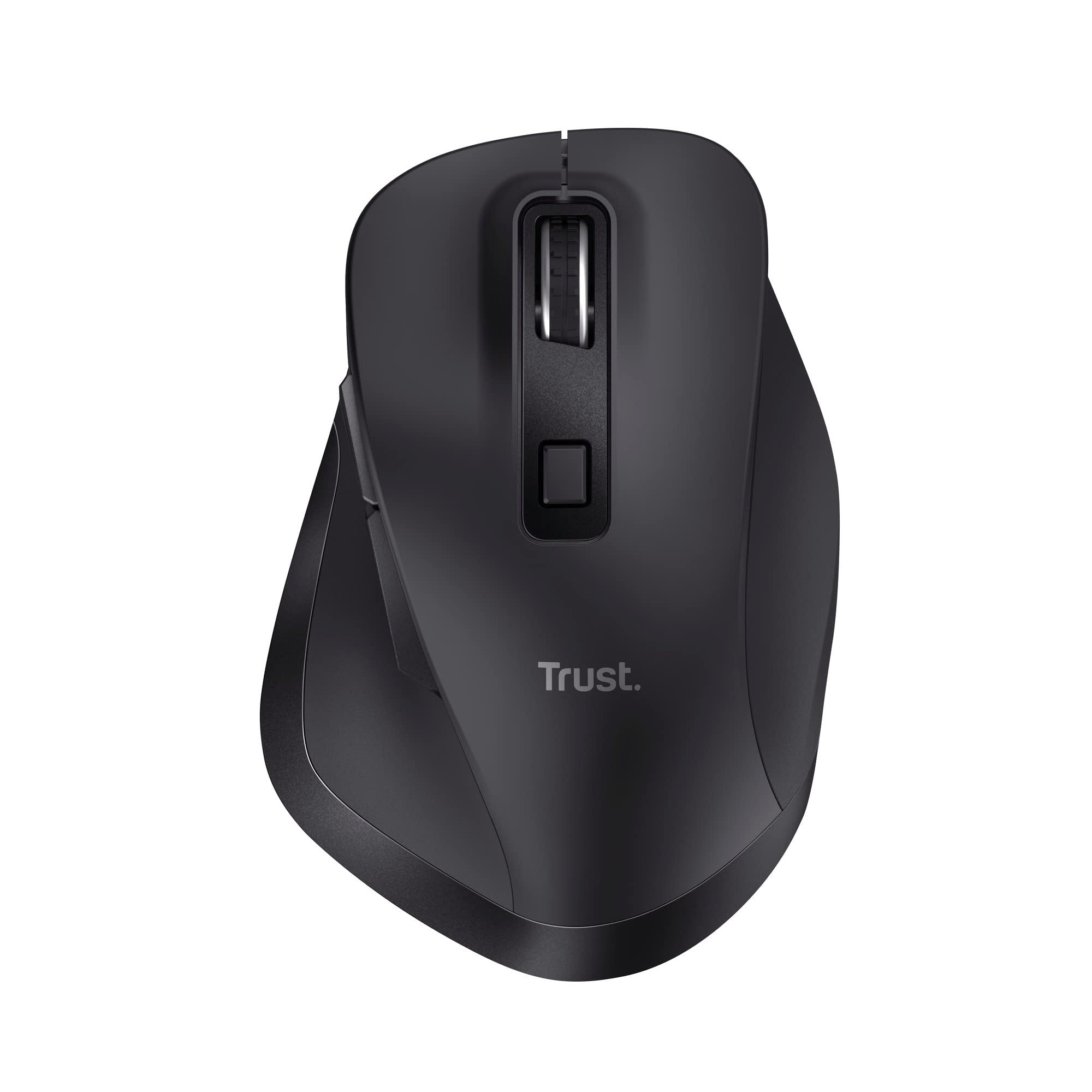 Trust Fyda Aufladbare Kabellose Maus, Nachhaltiges Design, 800-2400 DPI, 6 Tasten, Daumen- und Fingerauflage, 2,4 GHz, Funkmaus mit USB-Empfänger, Ergonomische Maus für Laptop, PC, MacBook, Büro