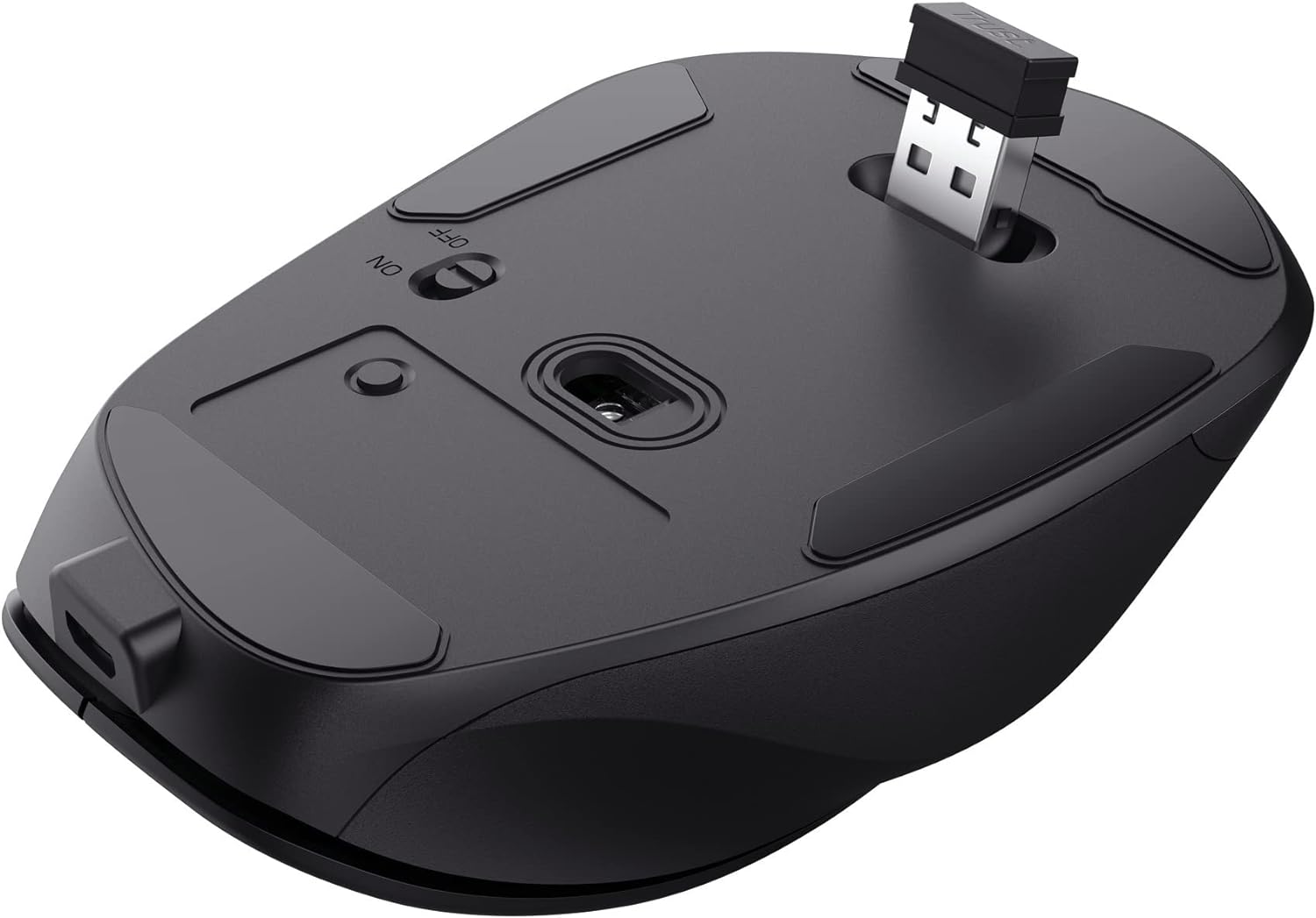 Trust Fyda Aufladbare Kabellose Maus, Nachhaltiges Design, 800-2400 DPI, 6 Tasten, Daumen- und Fingerauflage, 2,4 GHz, Funkmaus mit USB-Empfänger, Ergonomische Maus für Laptop, PC, MacBook, Büro