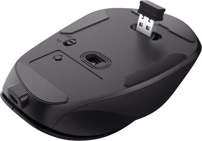 Trust Fyda Aufladbare Kabellose Maus, Nachhaltiges Design, 800-2400 DPI, 6 Tasten, Daumen- und Fingerauflage, 2,4 GHz, Funkmaus mit USB-Empfänger, Ergonomische Maus für Laptop, PC, MacBook, Büro