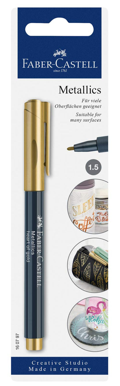 Faber-Castell - Confezione di pennarelli metallizzati, colore: Oro