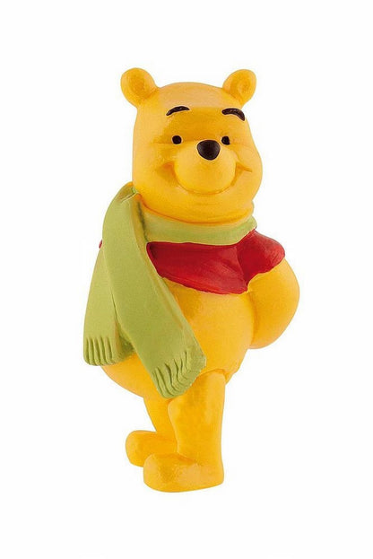 Bullyland 12327 - speelfiguur Poeh de beer met sjaal uit Walt Disney Winnie de Poeh, ca. 6,4 cm, detailgetrouw, ideaal als klein geschenk voor kinderen vanaf 3 jaar