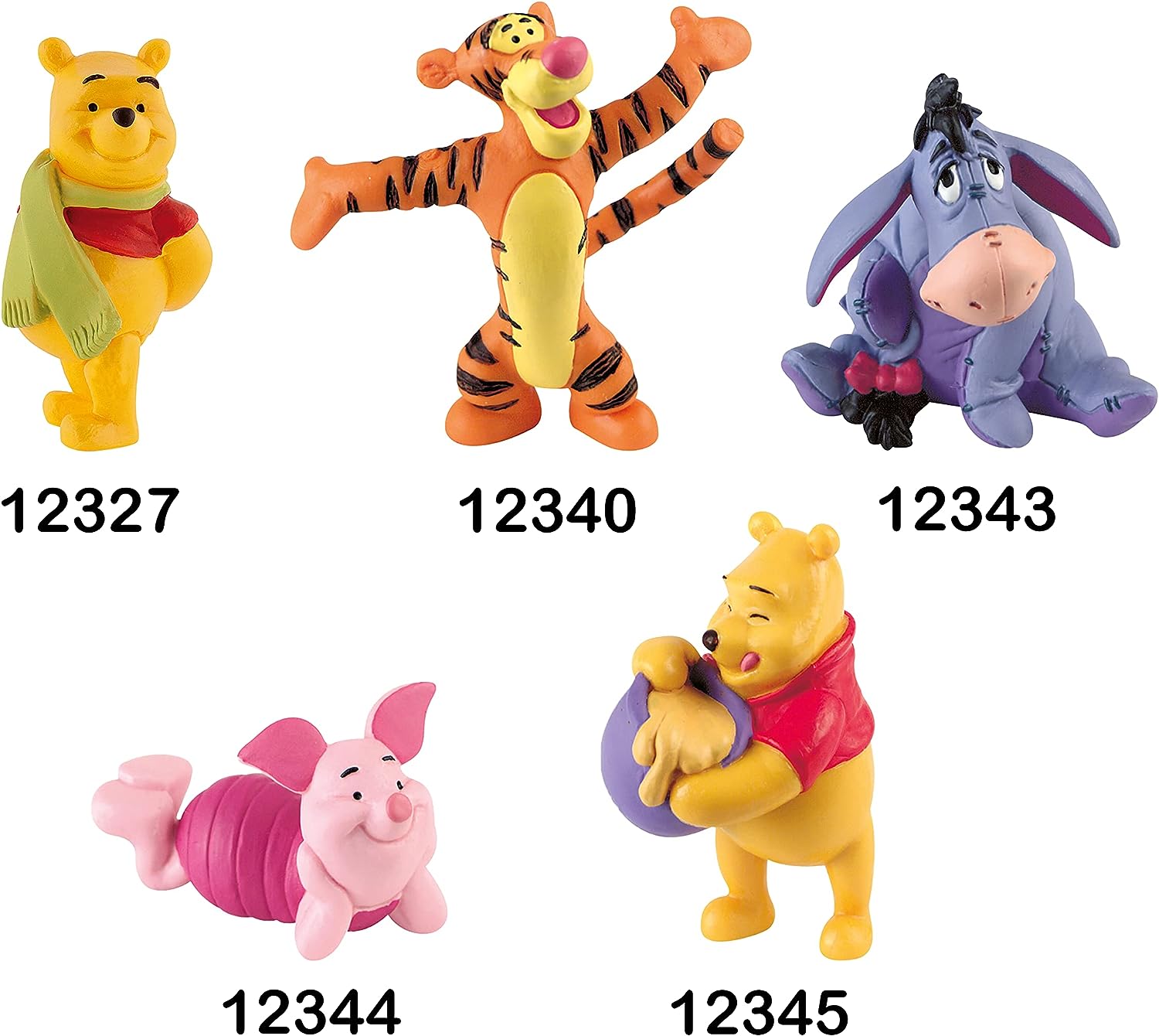 Bullyland 12327 - speelfiguur Poeh de beer met sjaal uit Walt Disney Winnie de Poeh, ca. 6,4 cm, detailgetrouw, ideaal als klein geschenk voor kinderen vanaf 3 jaar