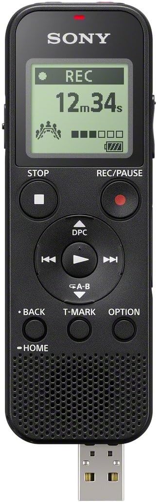 Sony ICD-PX370 Mono Digital Voice Recorder with Built-In USB, 4 GB Memory, SD Memory Slot, 55 Hours Recording & Amazon Basics AAA Performance Alkaline Batteries  - Packaging May Vary