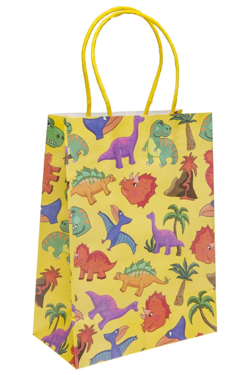 DUCKIEZ Eco-Friendly Paper Gift Bags. Party Bags with Handles. Birthday Party Favour. (Dinosaur, 1 Bag