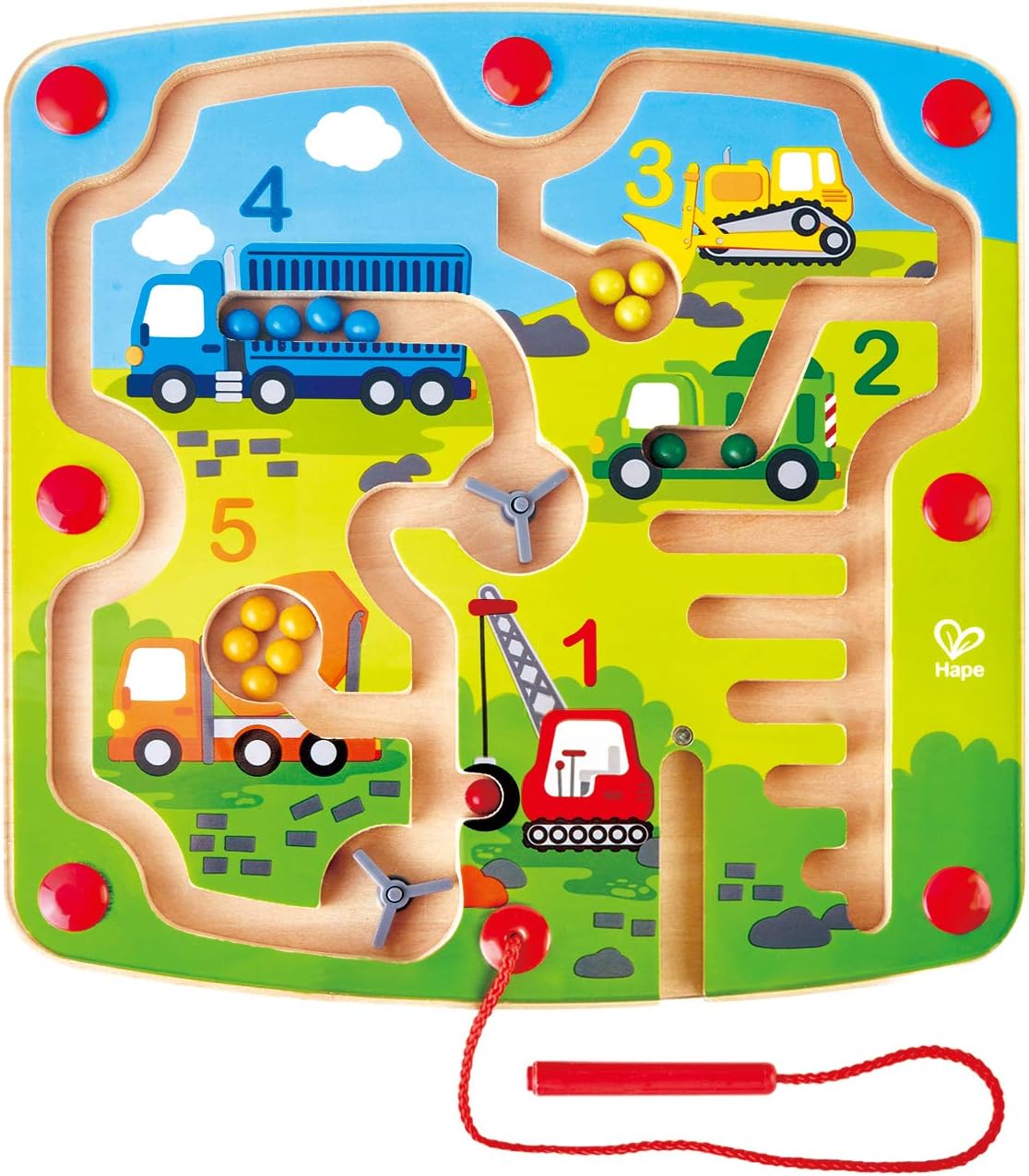 Hape E1713 Wooden Construction & Number Magnetic Maze