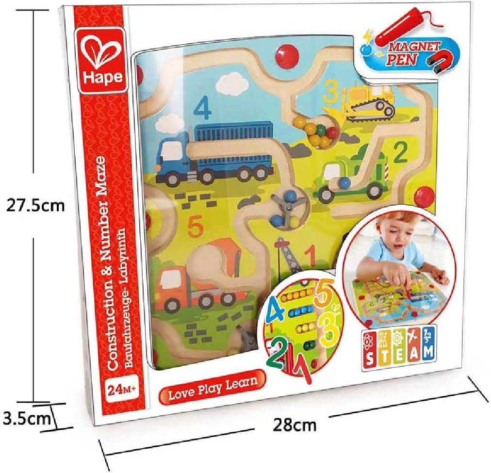 Hape E1713 Wooden Construction & Number Magnetic Maze
