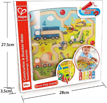 Hape E1713 Wooden Construction & Number Magnetic Maze