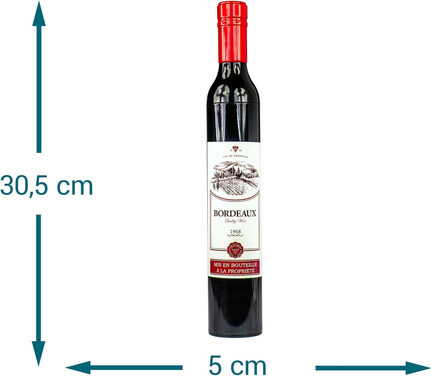 Out of the blue Pocket Umbrella, Wine Bottle, Dark Red, D: 90 cm