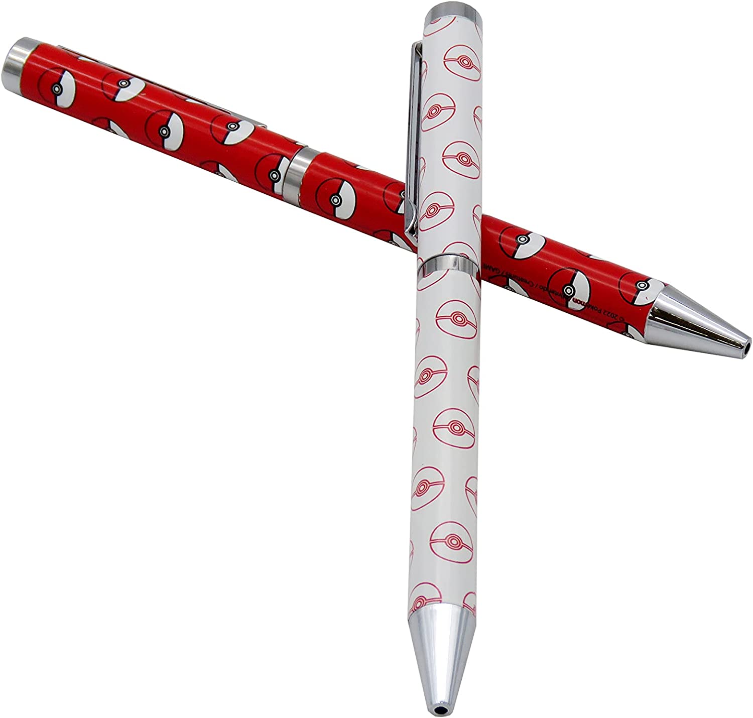 Pokémon – Set of 2 Children's and Youth Pens, Pokémon Design, for Boys and Girls, Red and White, Official Product (CyP Brands