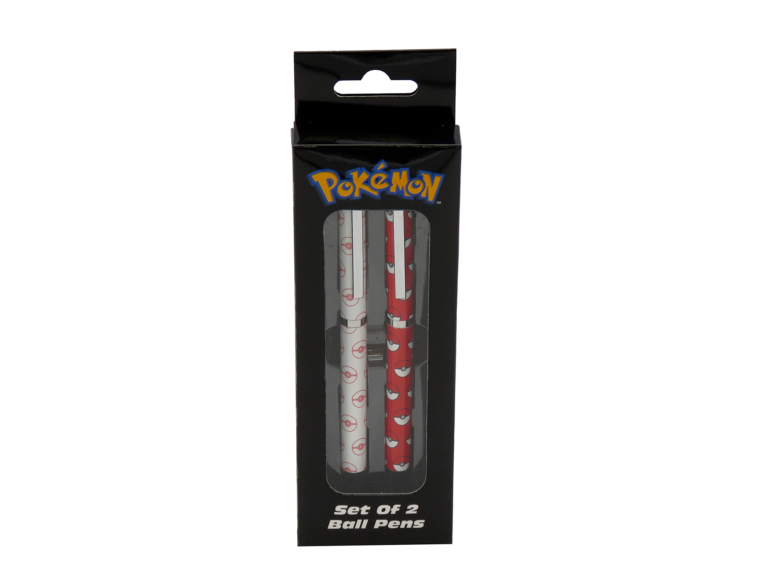 Pokémon – Set of 2 Children's and Youth Pens, Pokémon Design, for Boys and Girls, Red and White, Official Product (CyP Brands