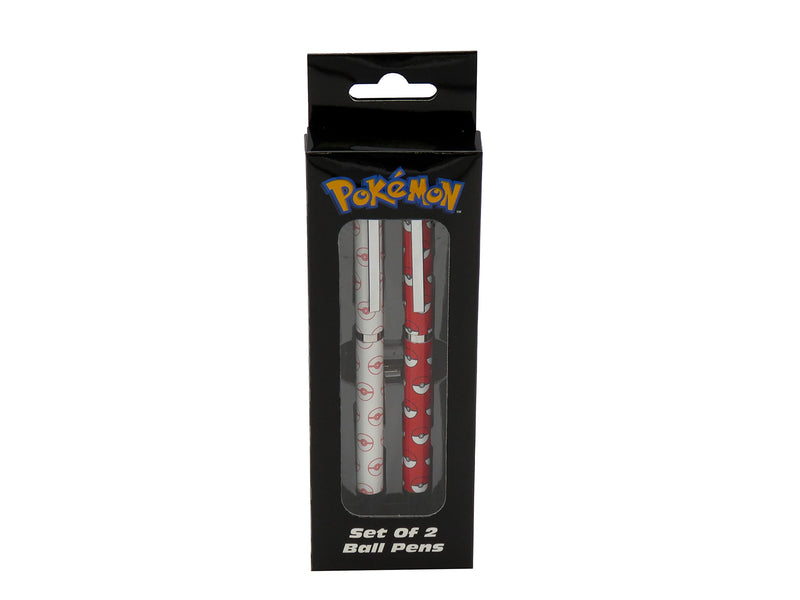 Pokémon – Set of 2 Children's and Youth Pens, Pokémon Design, for Boys and Girls, Red and White, Official Product (CyP Brands