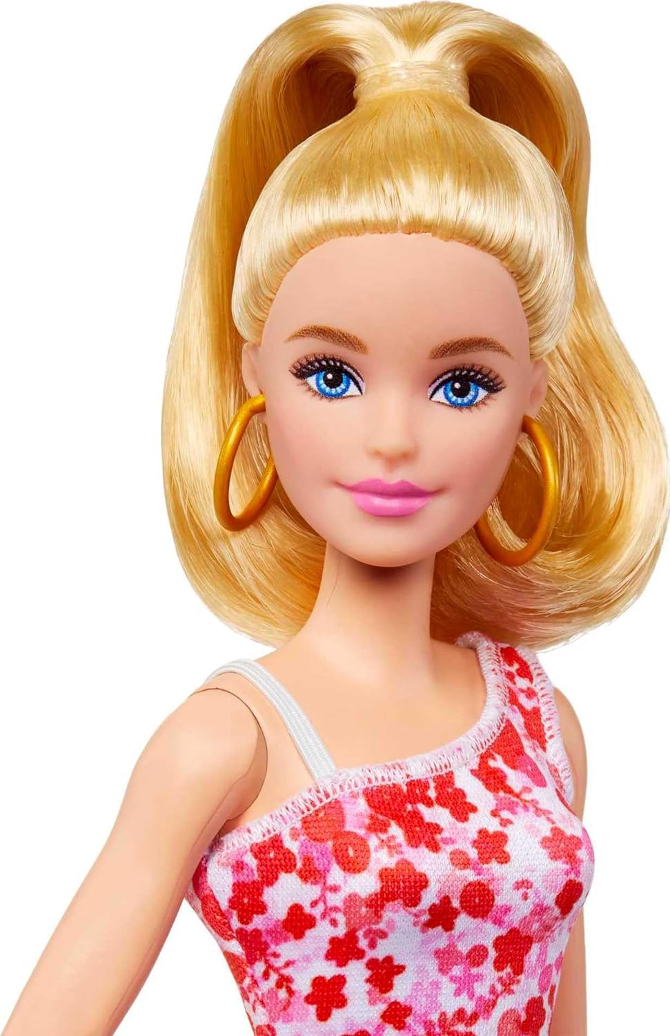 Barbie Fashionista Vestido Rosa Flores Muñeca Rubia con Conjunto de Moda y Accesorios, Juguete +3 años (Mattel HJT02