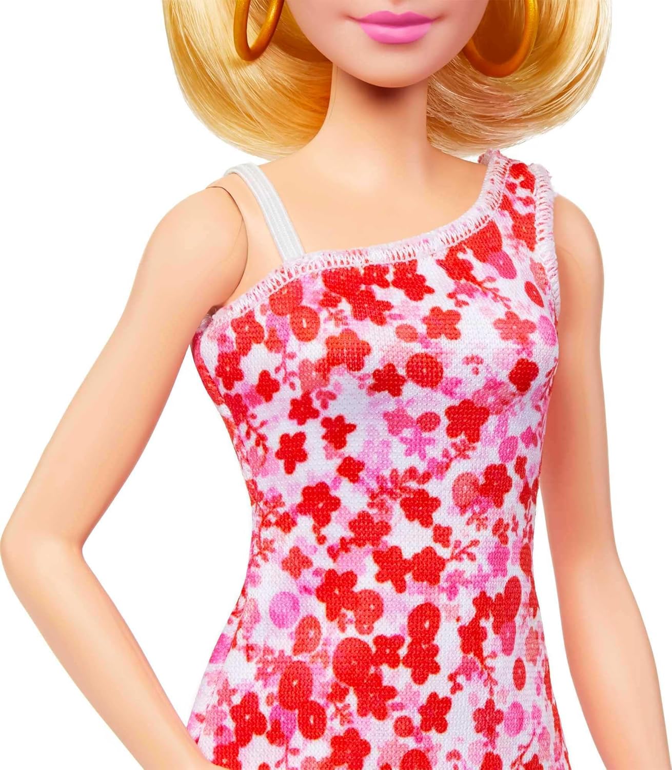 Barbie Fashionista Vestido Rosa Flores Muñeca Rubia con Conjunto de Moda y Accesorios, Juguete +3 años (Mattel HJT02