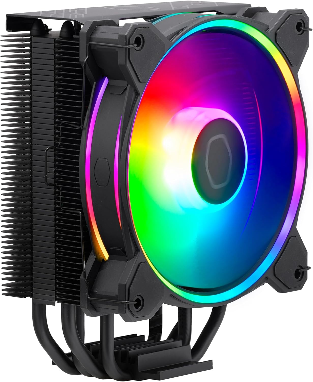 Cooler Master Hyper 212 Halo CPU Air Cooler - Jet Black Aluminium Finish, 4 Continuous Direct Contact Heat Pipes with Fins, MF120 Halo2 ARGB Fan, ARGB Auto Detect, LGA1700 & AM5 Brackets - Black