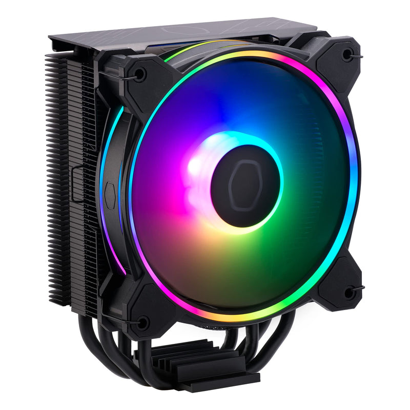 Cooler Master Hyper 212 Halo CPU Air Cooler - Jet Black Aluminium Finish, 4 Continuous Direct Contact Heat Pipes with Fins, MF120 Halo2 ARGB Fan, ARGB Auto Detect, LGA1700 & AM5 Brackets - Black