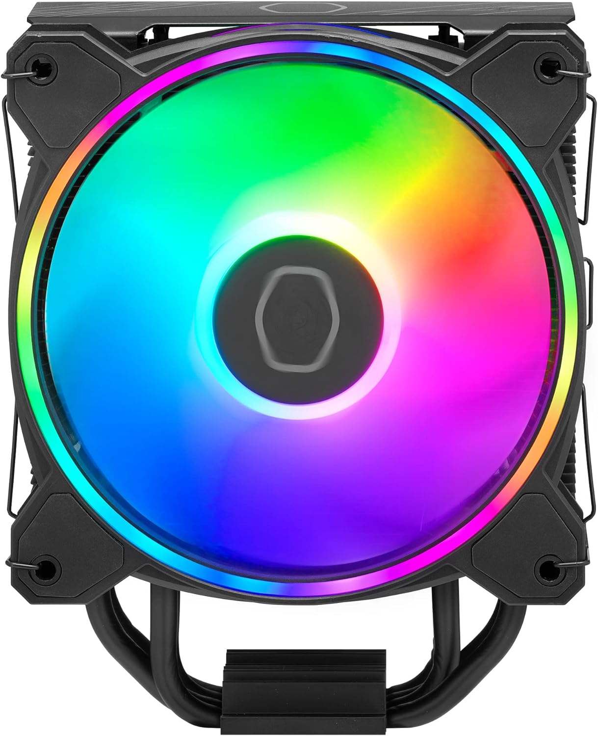 Cooler Master Hyper 212 Halo CPU Air Cooler - Jet Black Aluminium Finish, 4 Continuous Direct Contact Heat Pipes with Fins, MF120 Halo2 ARGB Fan, ARGB Auto Detect, LGA1700 & AM5 Brackets - Black