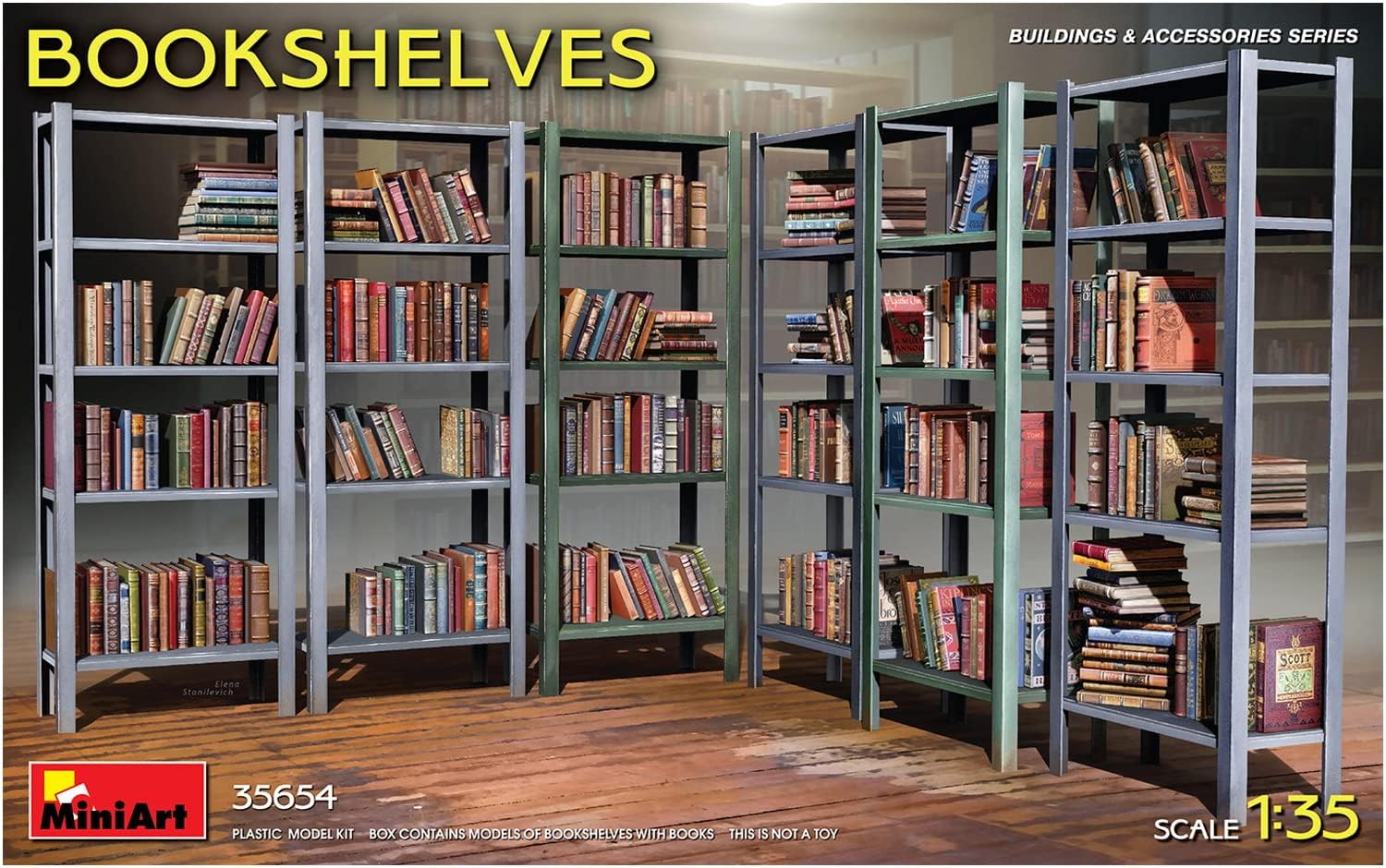 Mini Art 550035654 MiniArt 35654 1:35 Bookshelves (6) Faithful Replica Model Building Plastic Kit Crafts Hobby Gluing Model Kit Assembly Unpainted