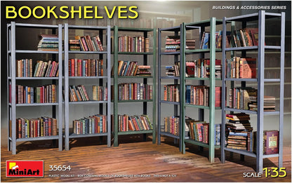 Mini Art 550035654 MiniArt 35654 1:35 Bookshelves (6) Faithful Replica Model Building Plastic Kit Crafts Hobby Gluing Model Kit Assembly Unpainted