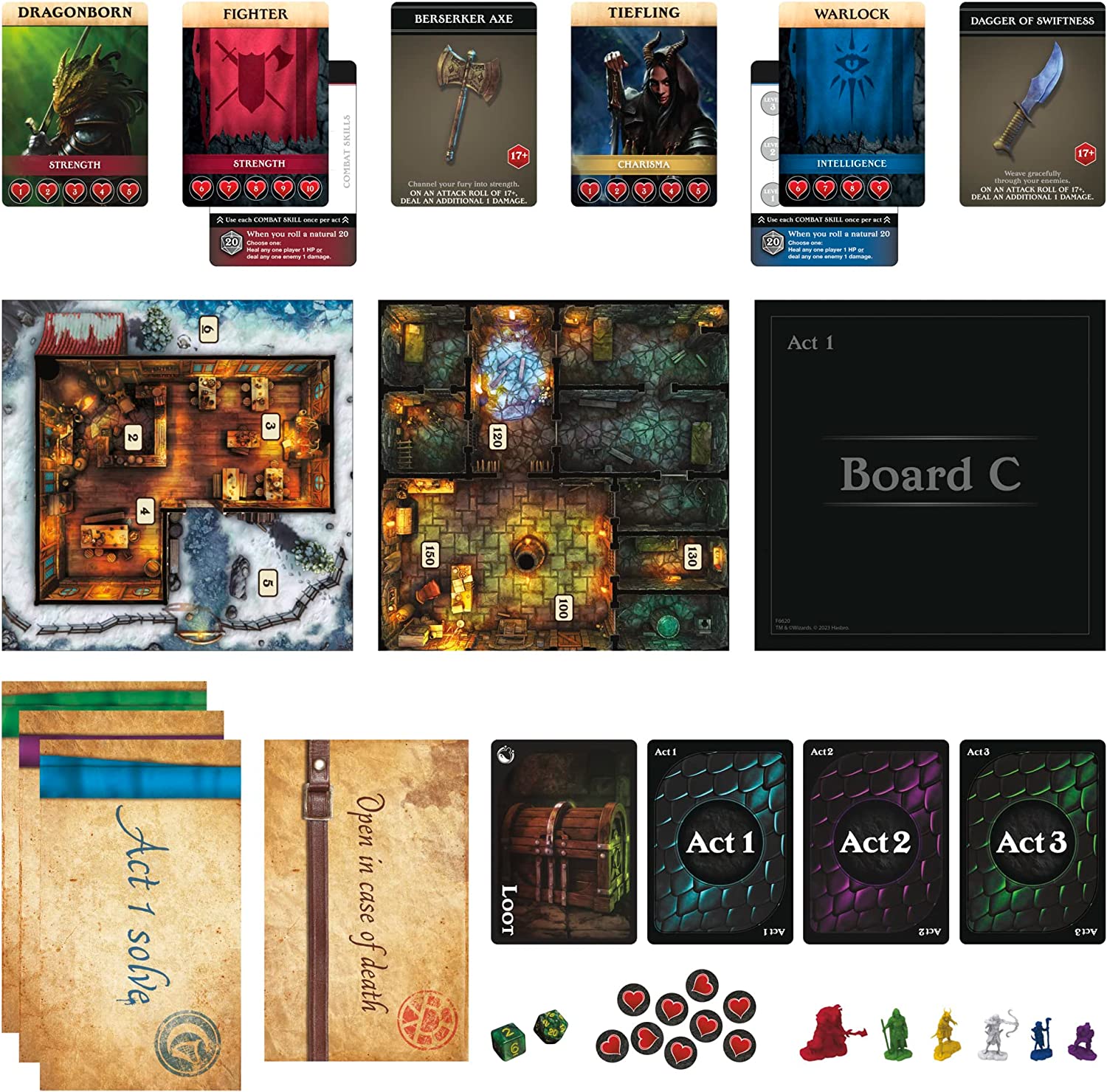 Hasbro Gaming, Dungeons & Dragons: Bedlam in Neverwinter, Escape Room, Cooperative Board Games for Ages 12+, 2-6 Players, 3 Acts Approx. 90 Mins. Each