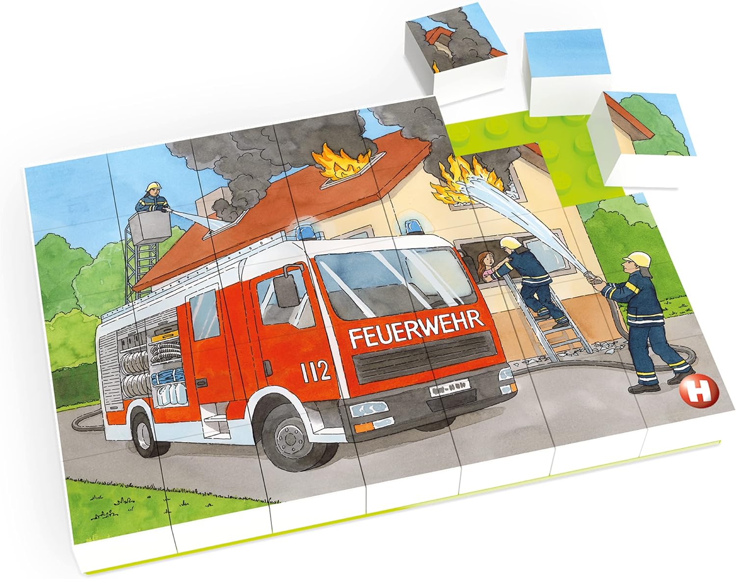 Hubelino 410139 Feuerwehr Puzzle-Fire Brigade Insert, Multicoloured