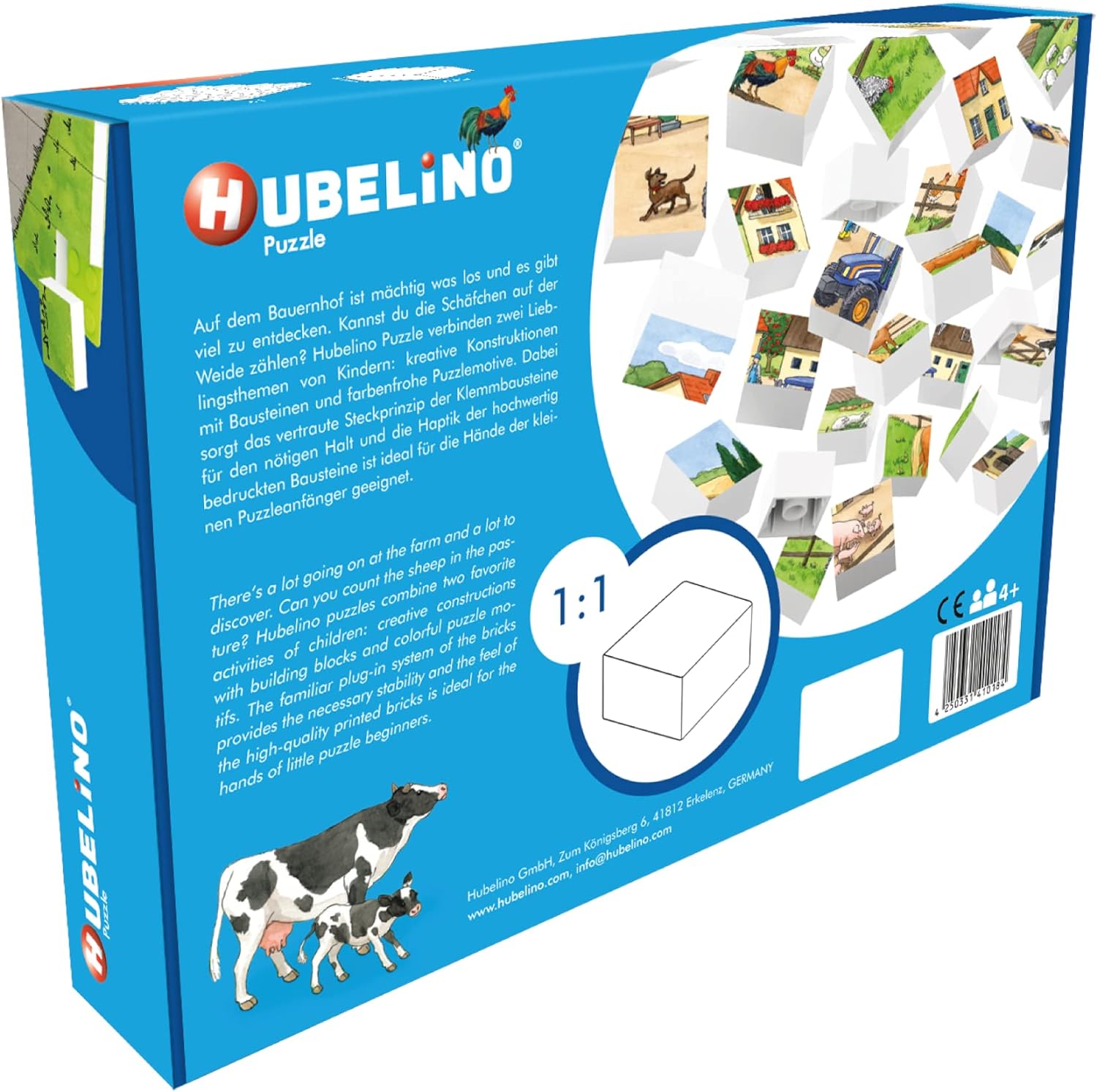 Hubelino- Puzzle - Vida en la Granja, Color carbón (410184