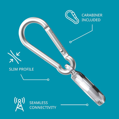 Tech21 Evo Clear AirTags case with Carabiner. Compatible with Apple AirTag.