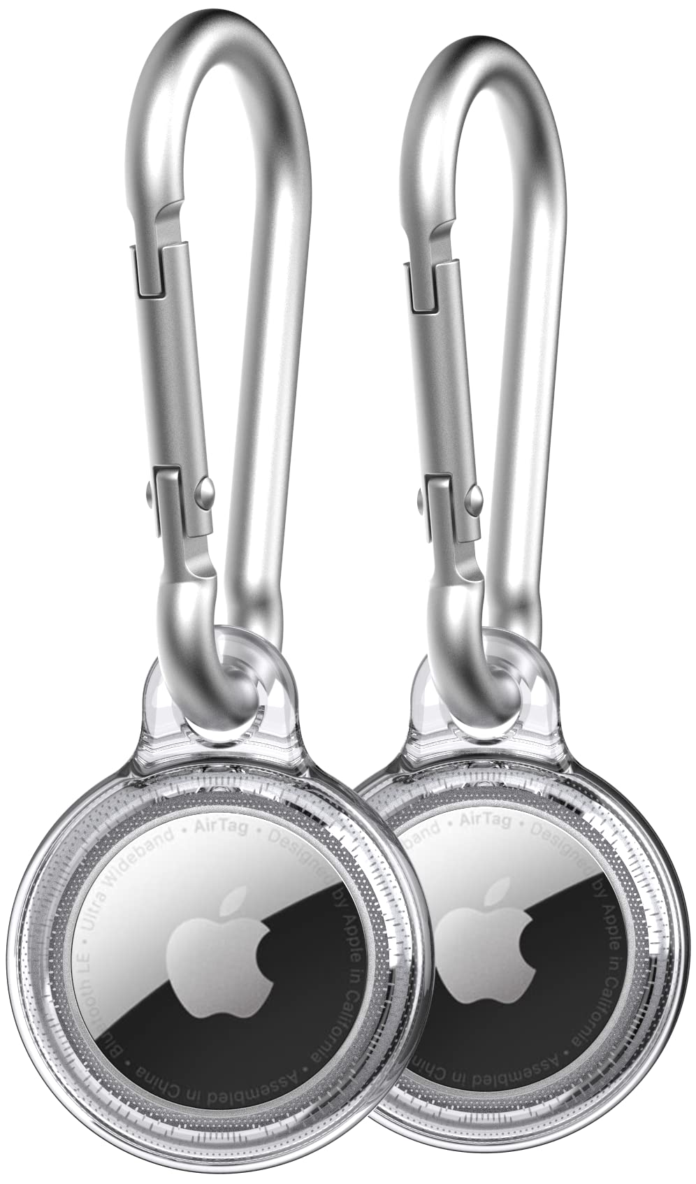 Tech21 Evo Clear AirTags case with Carabiner. Compatible with Apple AirTag.
