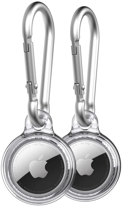 Tech21 Evo Clear AirTags case with Carabiner. Compatible with Apple AirTag.