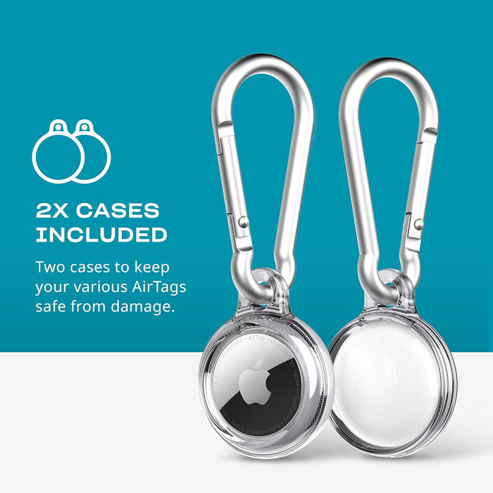 Tech21 Evo Clear AirTags case with Carabiner. Compatible with Apple AirTag.