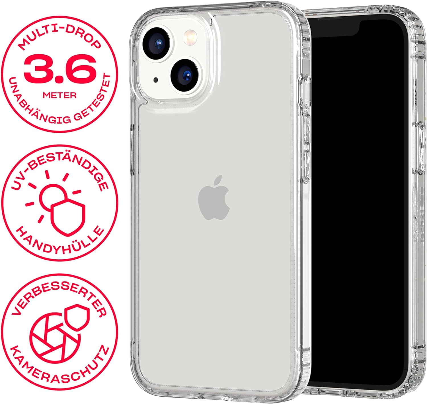 Tech21 Evo Clear Designed for iPhone 14 Case Cover with 12 Feet Multi Drop Protection - Clear