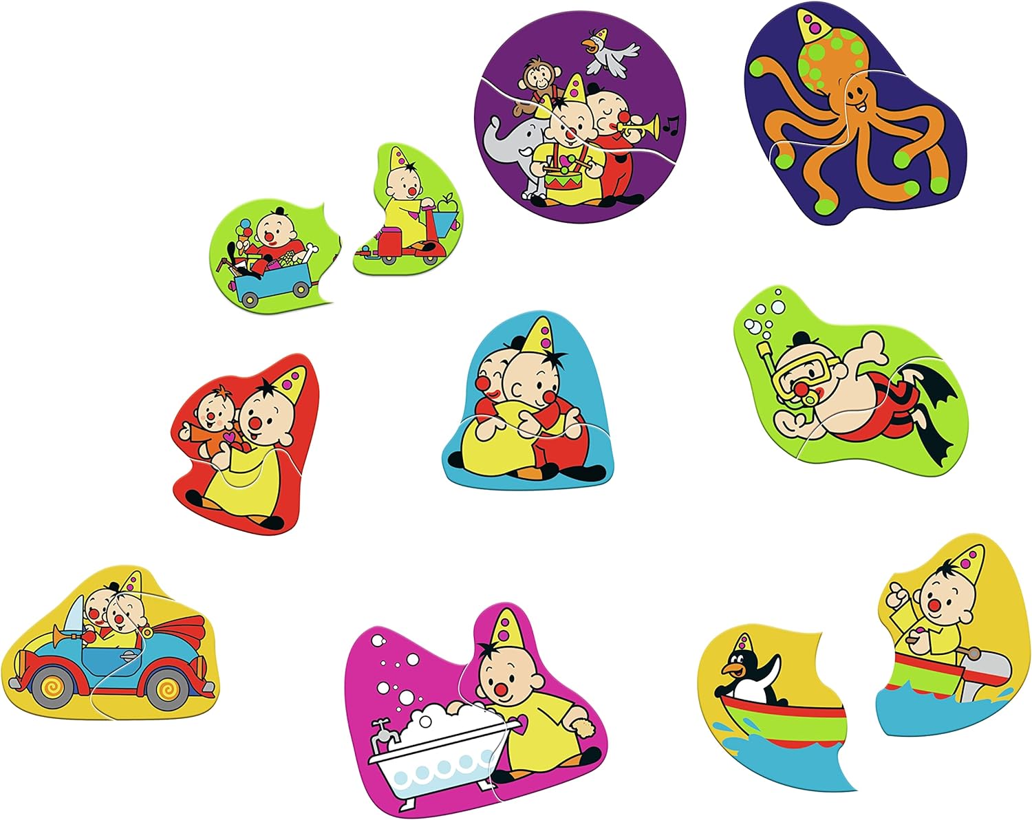 Bumba Bath Puzzle - 9 Bath Puzzles Made of 2 Pieces - Sticks to the Bath Edge