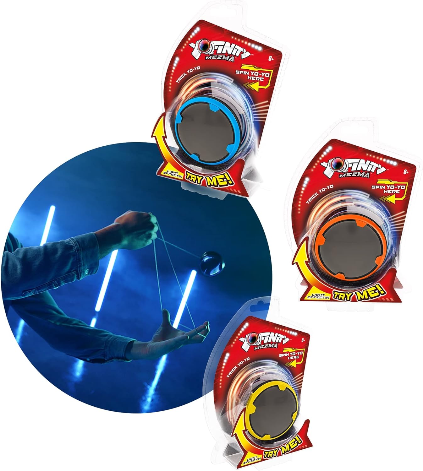 Goliath YoFinity Yo-Yo mit unendlichem Spiegel und bunten Lichtern (Verschiedene Blau, Grün, Orange) Sortiert