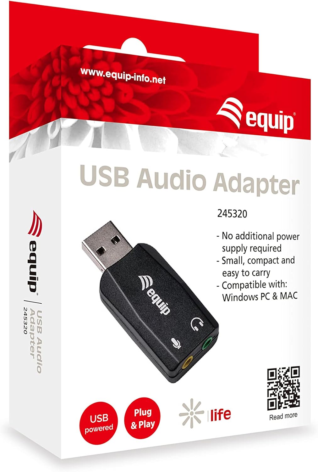 Equip USB Sound Adapter Sound Card USB 2 x 3.5 mm Stereo Mic-In Line-Out External