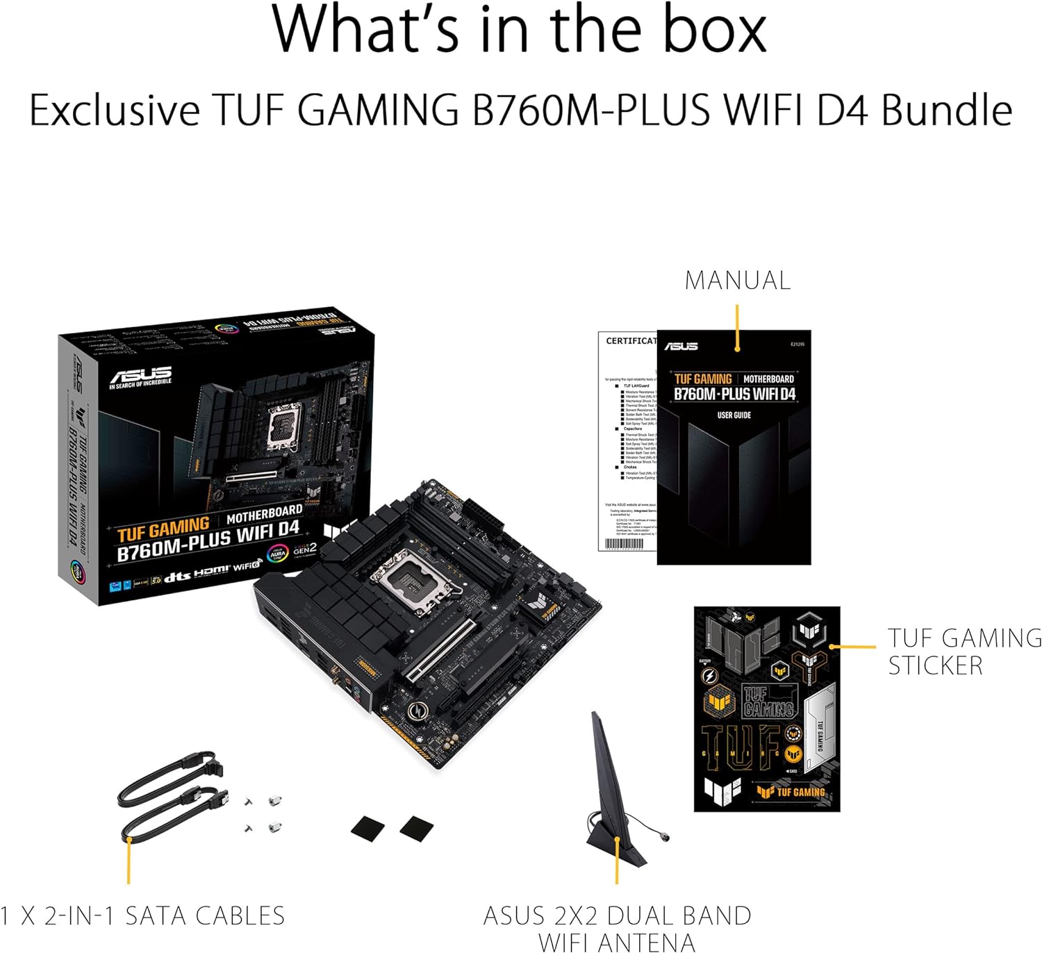 ASUS TUF Gaming B760M-PLUS WiFi D4, Intel LGA 1700, 4 x DIMM DDR4, 1 x Display Port, 1 x HDMI Port ATX Intel B760 PLUS WIFI D4