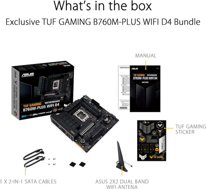 ASUS TUF Gaming B760M-PLUS WiFi D4, Intel LGA 1700, 4 x DIMM DDR4, 1 x Display Port, 1 x HDMI Port ATX Intel B760 PLUS WIFI D4