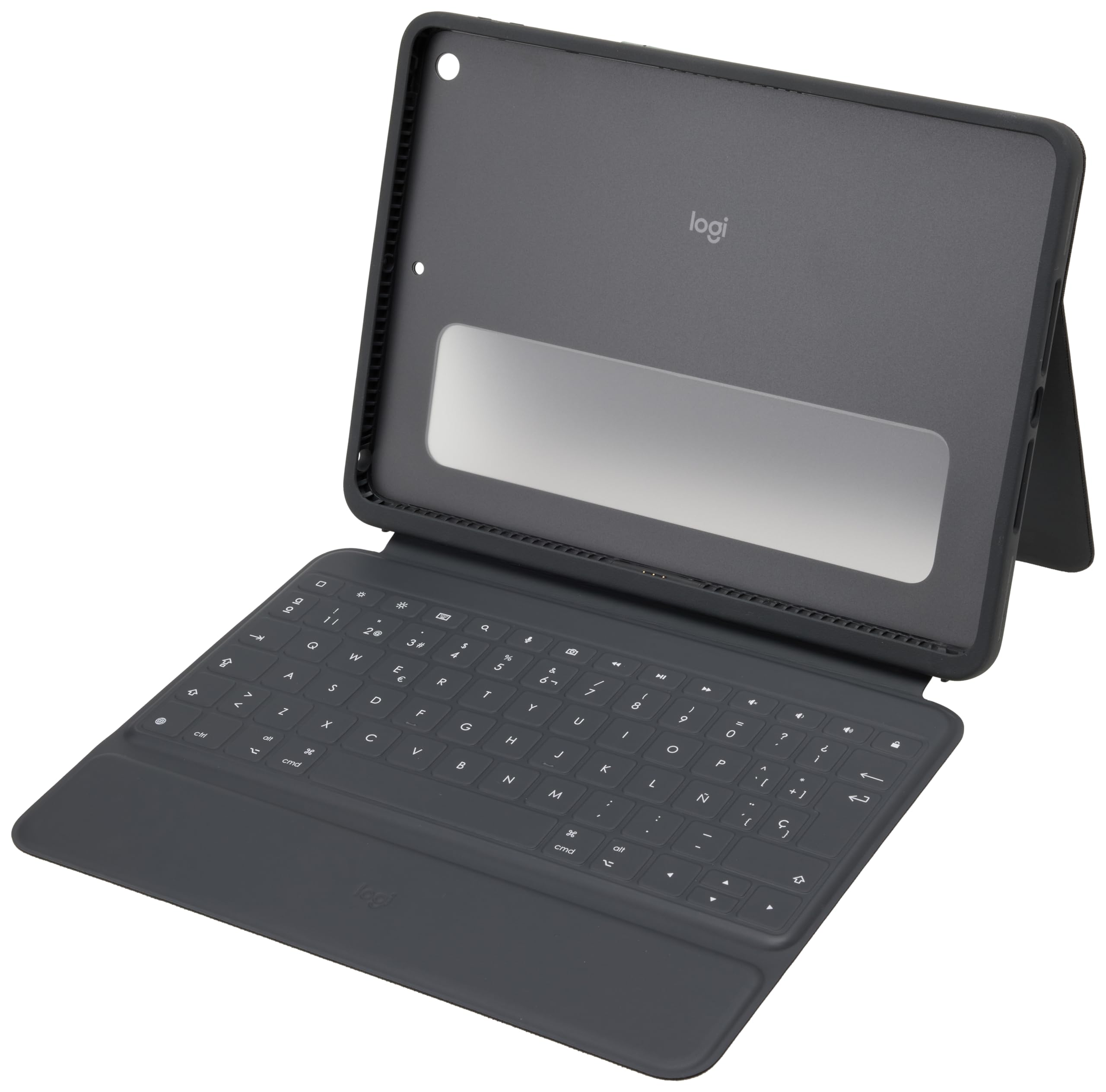 Logitech Rugged Folio for iPad (7th, 8th, & 9th generation) Protective Keyboard Case, QWERTY Italian Layout - Graphite
