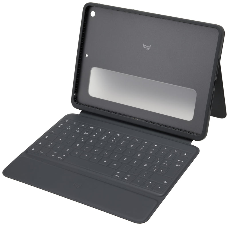 Logitech Rugged Folio for iPad (7th, 8th, & 9th generation) Protective Keyboard Case, QWERTY Italian Layout - Graphite