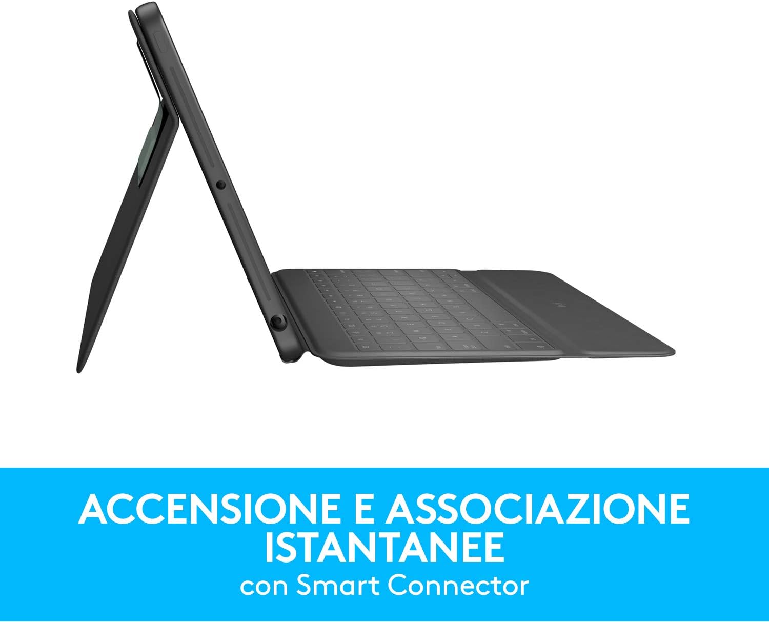 Logitech Rugged Folio for iPad (7th, 8th, & 9th generation) Protective Keyboard Case, QWERTY Italian Layout - Graphite