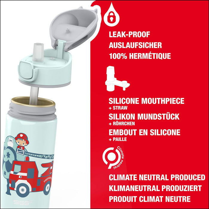 SIGG - Aluminium Kids Water Bottle - With Straw - Leakproof - Lightweight - BPA Free - Climate Neutral Certified - School & Sports - 0.4L