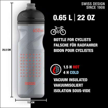 SIGG Pulsar Therm Night Bike Water Bottle (0.65 L), Insulated and Leakproof Cycling Bottle, Super Lightweight and BPA-Free Sports Bottle with SureSnap® Valve