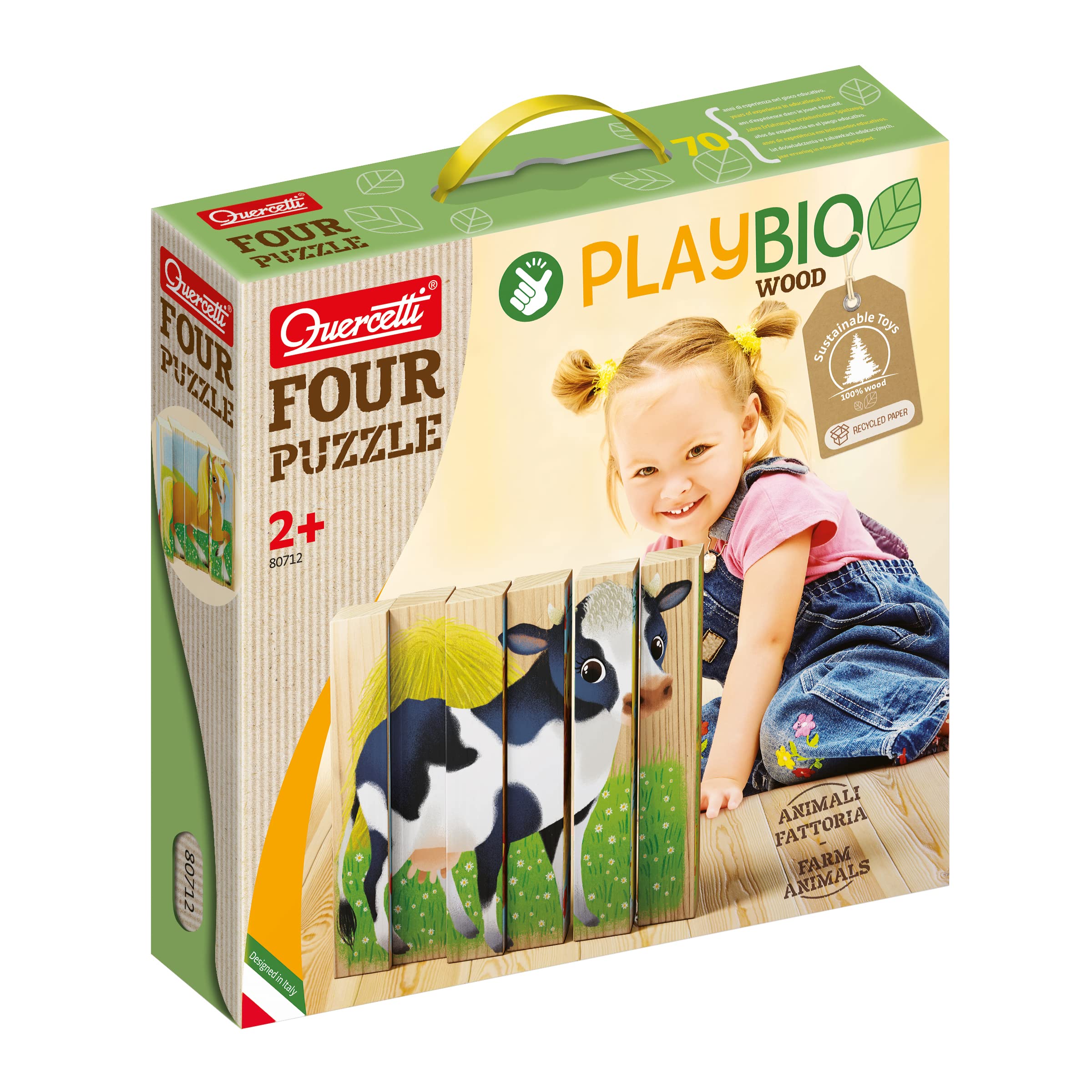 Quercetti - Four Puzzle Play Organic, Farm Animals, 80712 Animals Farm New